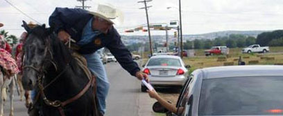 Saying hello to a neighbor in Socorro