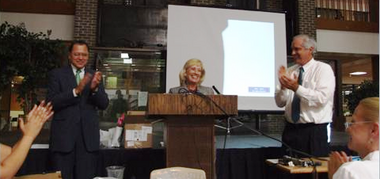 Senator Shapleigh and County Attorney Jose Rodriguez applaud Pam Aguirre at the 2007 Environmental Summit.
