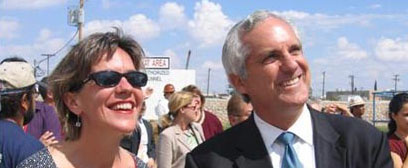Susie Byrd and Senator Shapleigh overlook the topping of El Paso's medical school
